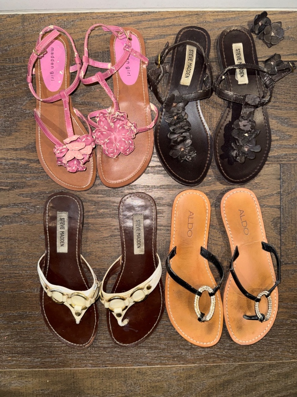 4-Pair Sandal Lot Steve Madden ALDO Madden Girl Size 6.5–7 Craft Repair